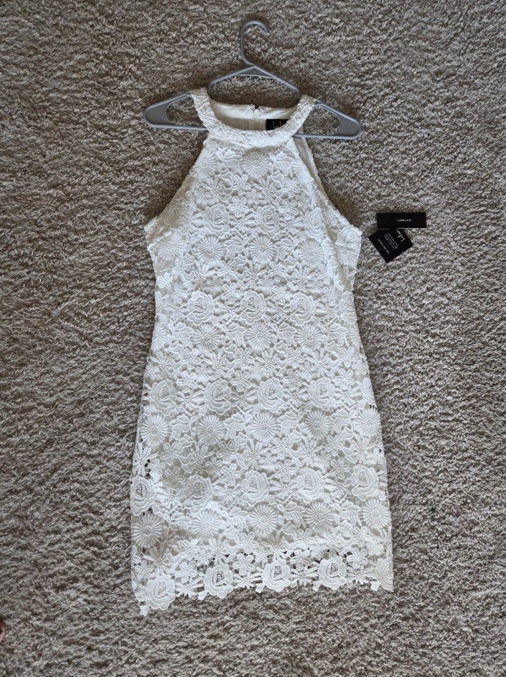 White Lace Floral Sheath Dress With Tags